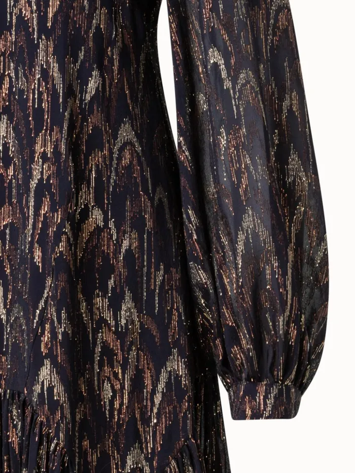 Silk Lurex Jacquard Midi Dress Blackgold Women Akris Dresses