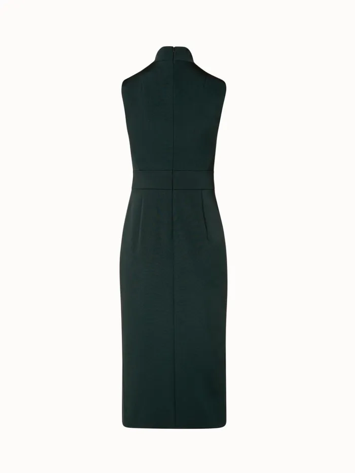 Silk Stretch Crpe Sheath Dress With Daffodils Stone Embellishment Moss Women Akris Dresses