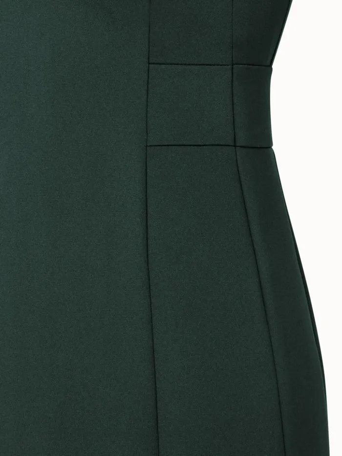 Silk Stretch Crpe Sheath Dress With Daffodils Stone Embellishment Moss Women Akris Dresses