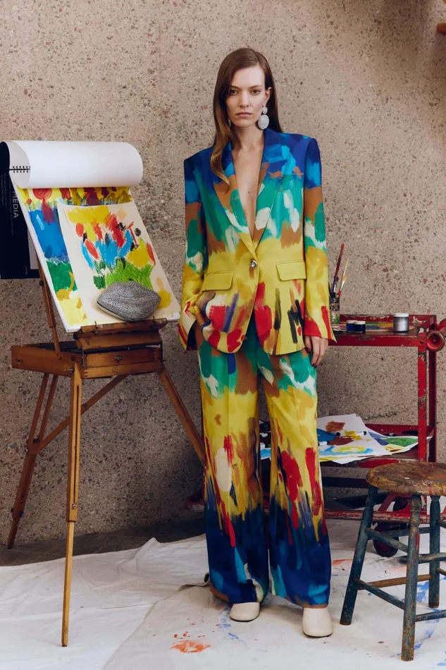 Simon Miller Bottoms Bloo Painted Crepe Pant In Palette Print 8211 Women
