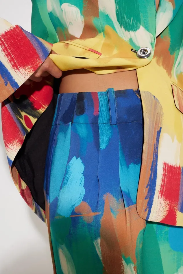 Simon Miller Bottoms Bloo Painted Crepe Pant In Palette Print 8211 Women