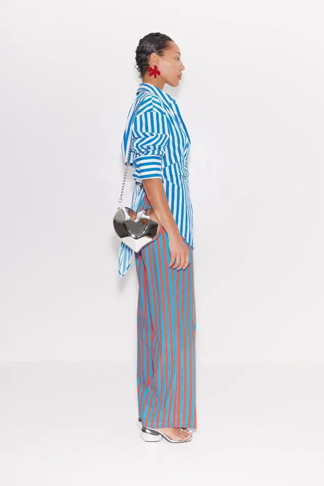 Simon Miller Bottoms Pia Striped Poplin Pant In BluePaprika Stripe Cotton 8211 Women Simon Miller Bottoms Pia Striped Poplin Pant In BluePaprika Stripe Cotton 8211 Women