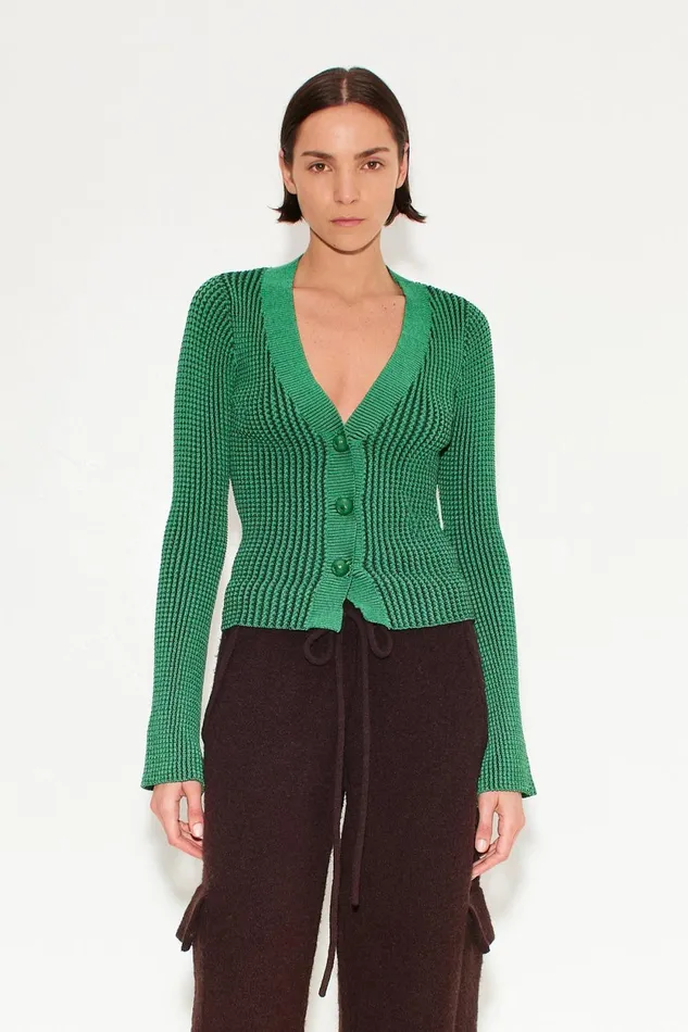 Simon Miller Knitwear Peep Textured Knit Cardigan In Gummy Green 8211 Women Simon Miller Knitwear Peep Textured Knit Cardigan In Gummy Green 8211 Women