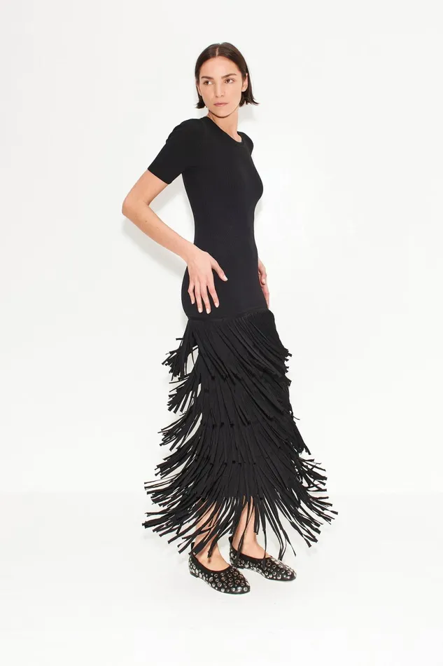 Simon Miller Knitwear Za Za Fringe Dress In Black 8211 Women