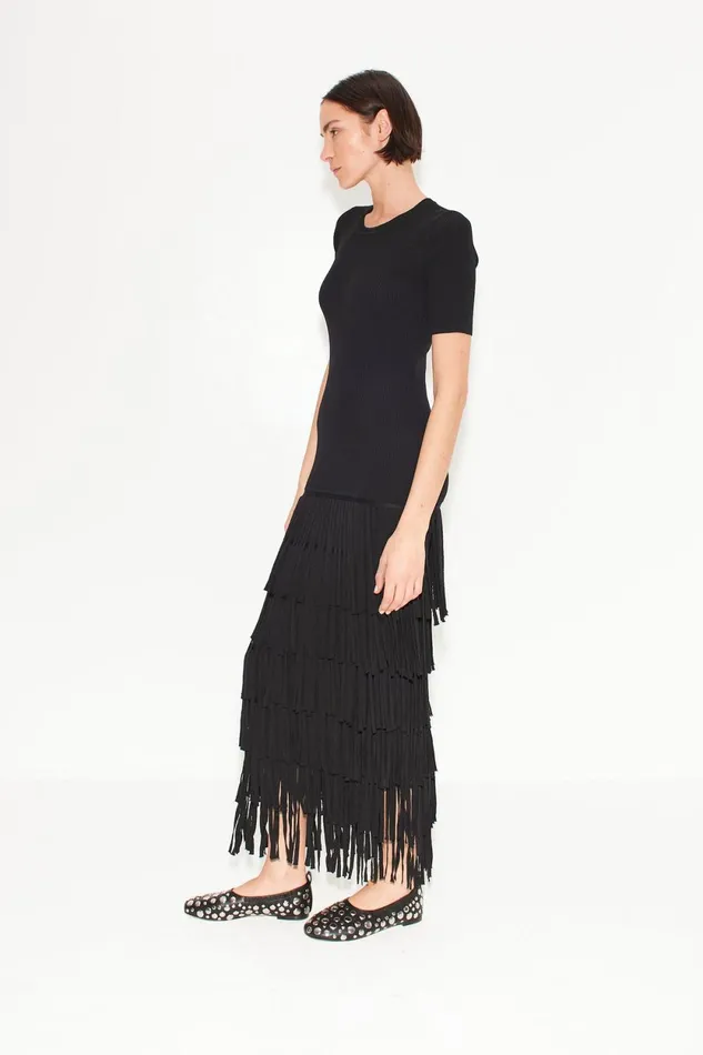 Simon Miller Knitwear Za Za Fringe Dress In Black 8211 Women