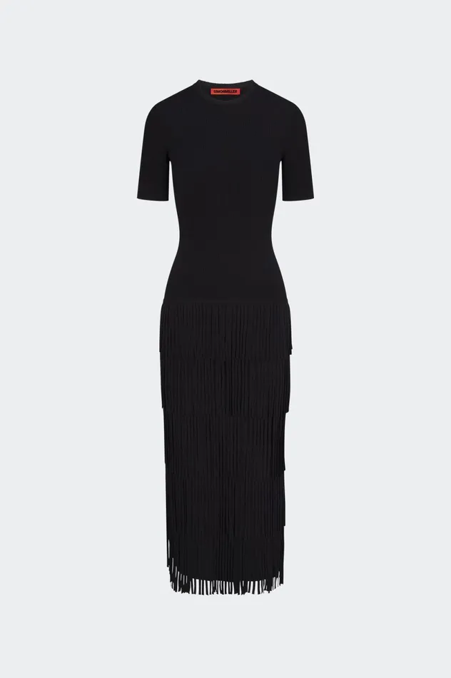 Simon Miller Knitwear Za Za Fringe Dress In Black 8211 Women