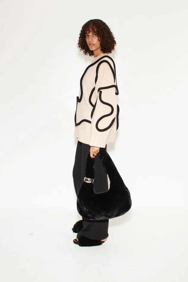 Simon Miller Sweaters Simon Miller Leith Squiggle Knit Sweater In CreamBlack 8211 Women