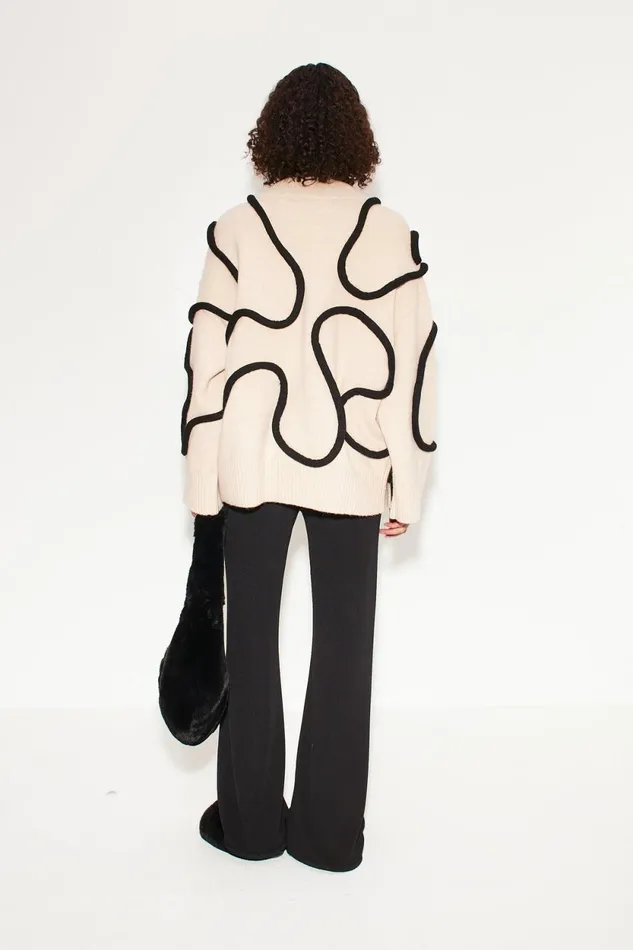 Simon Miller Sweaters Simon Miller Leith Squiggle Knit Sweater In CreamBlack 8211 Women