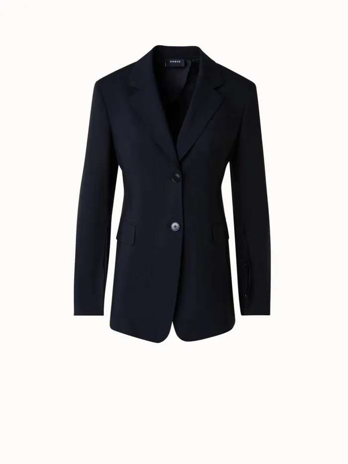 SingleBreasted Tailored Blazer In Wool Stretch Black Women Akris Jackets