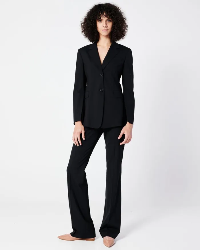 SingleBreasted Tailored Blazer In Wool Stretch Black Women Akris Jackets