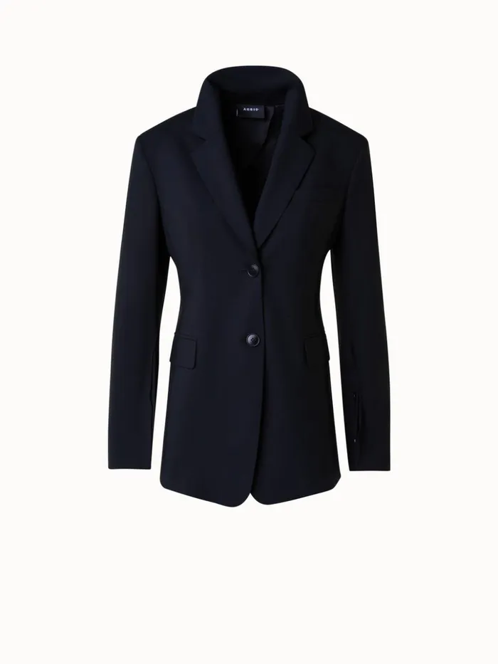 SingleBreasted Tailored Blazer In Wool Stretch Black Women Akris Jackets
