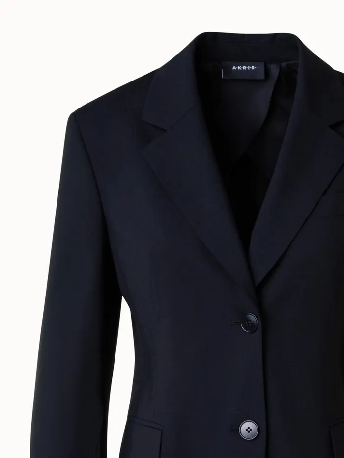 SingleBreasted Tailored Blazer In Wool Stretch Black Women Akris Jackets