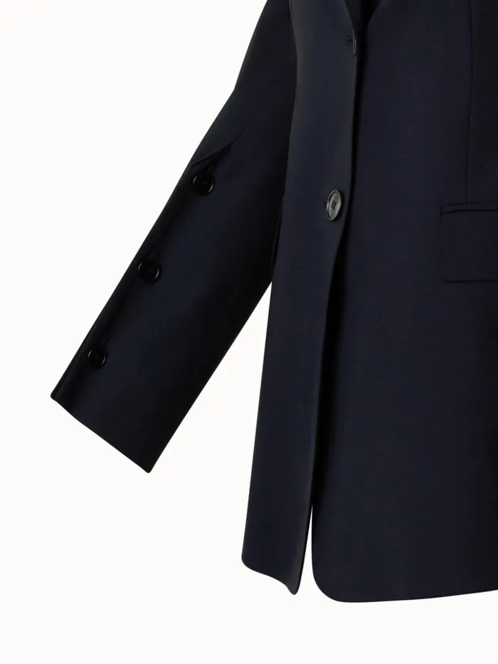SingleBreasted Tailored Blazer In Wool Stretch Black Women Akris Jackets