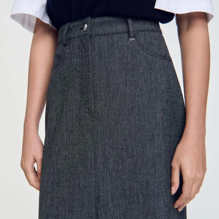 Skirts Women SANDRO Long Slit Skirt Grey