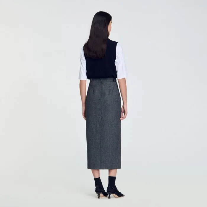 Skirts Women SANDRO Long Slit Skirt Grey