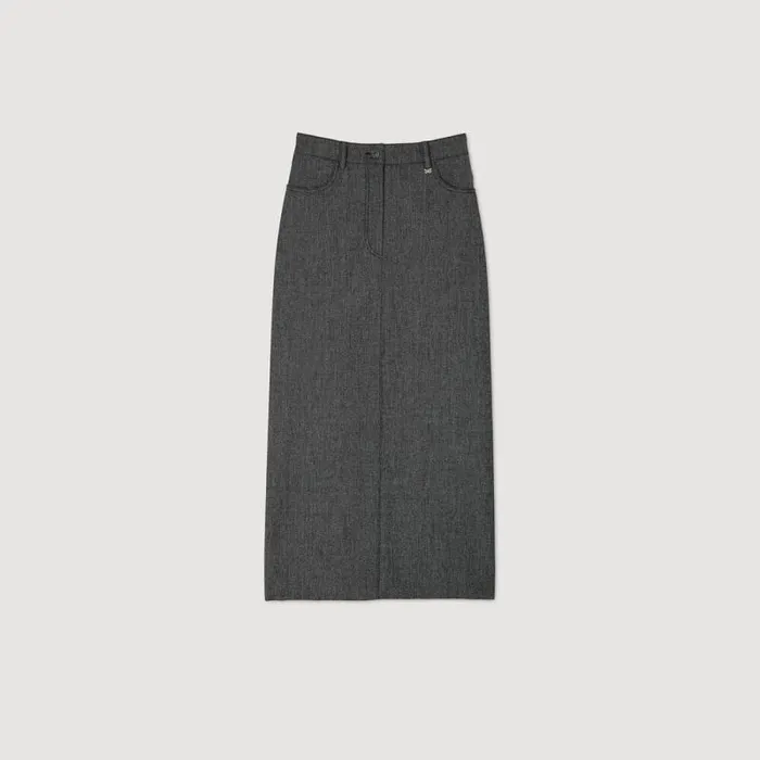 Skirts Women SANDRO Long Slit Skirt Grey