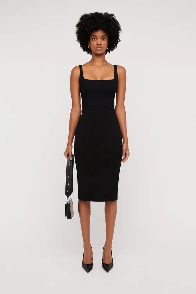 Skirts Women Scanlan Theodore CREPE KNIT SLIT BACK SKIRT BLACK