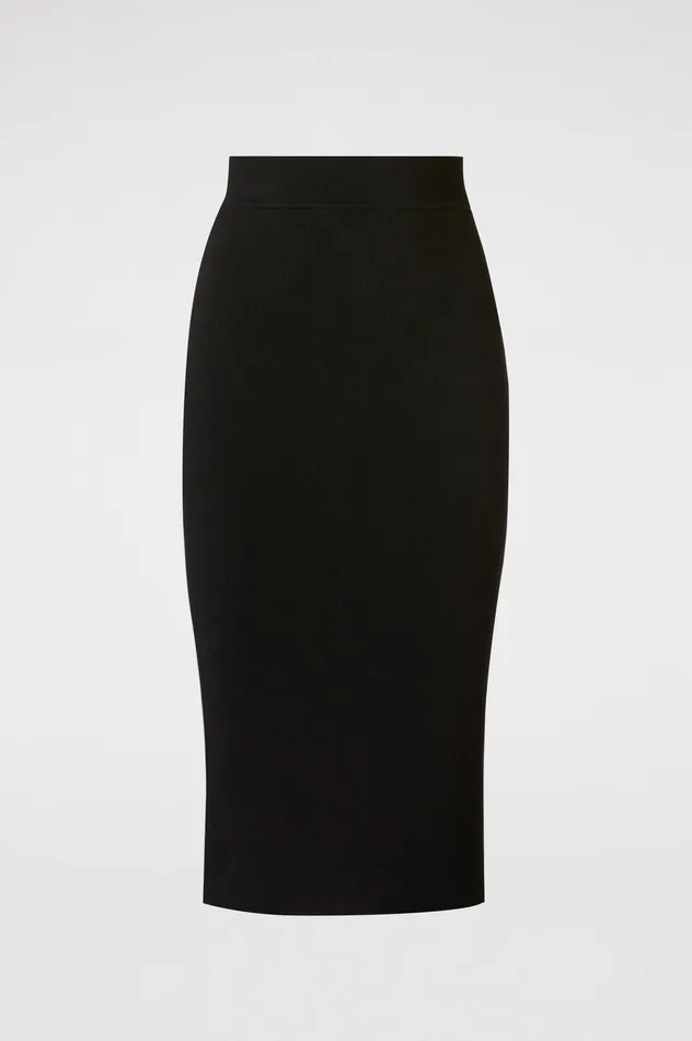 Skirts Women Scanlan Theodore CREPE KNIT SLIT BACK SKIRT BLACK