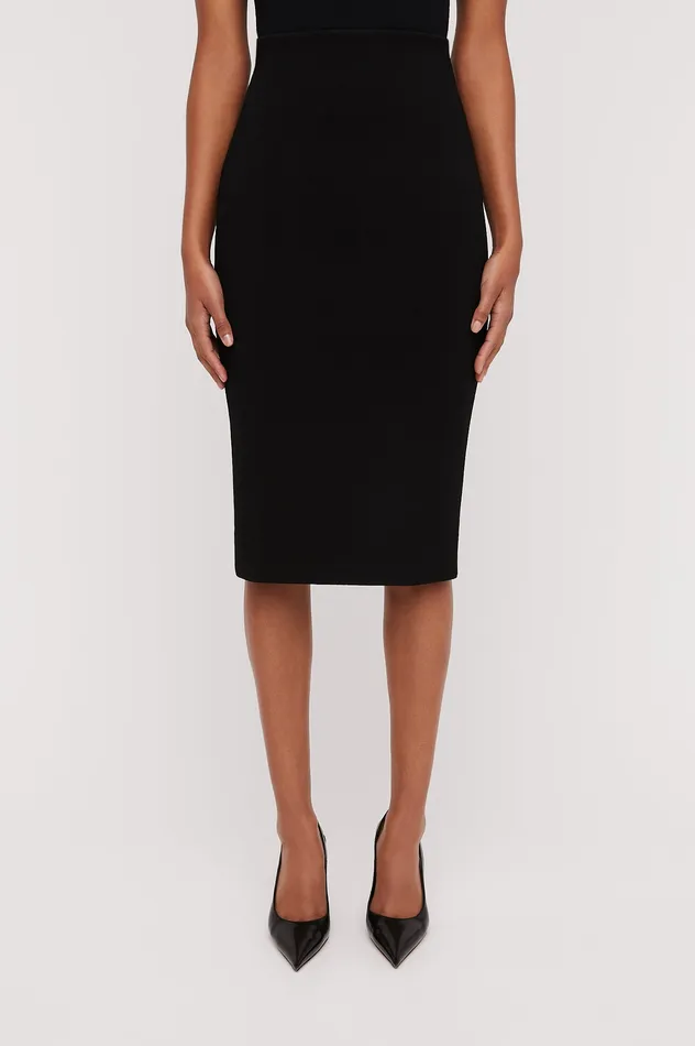 Skirts Women Scanlan Theodore CREPE KNIT SLIT BACK SKIRT BLACK