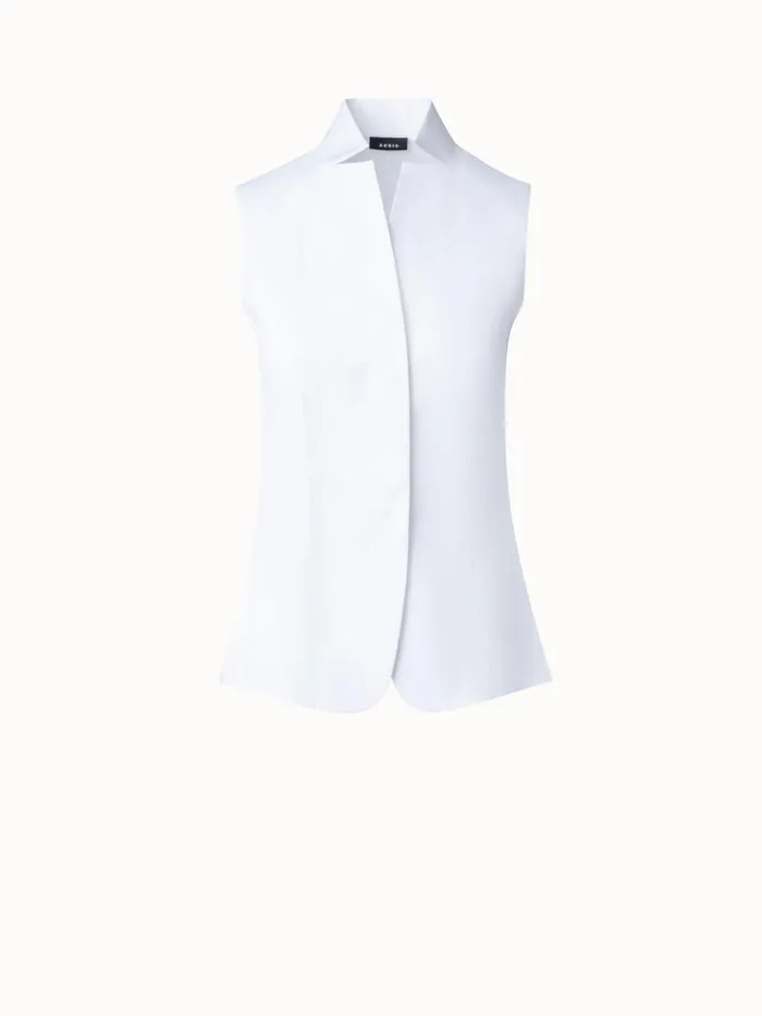Sleeveless Cotton Stretch Blouse Hite Women Akris Blouses