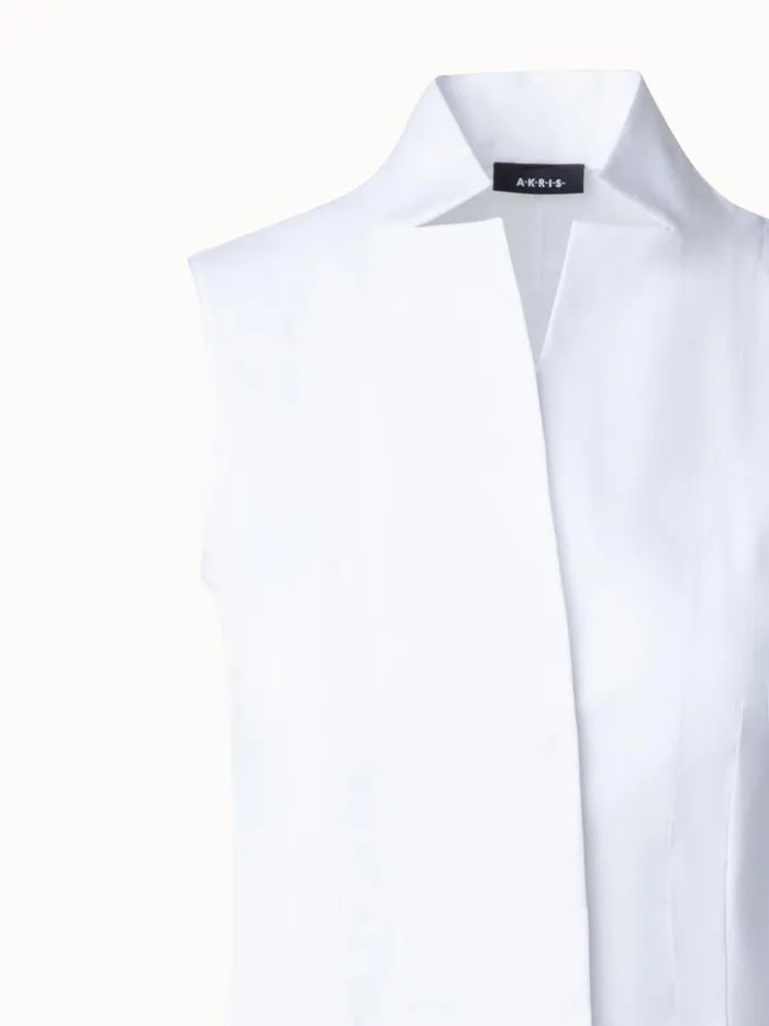 Sleeveless Cotton Stretch Blouse Hite Women Akris Blouses