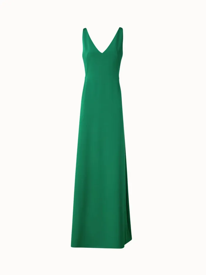 Sleeveless Silk Evening Dress Leaf Women Akris Dresses