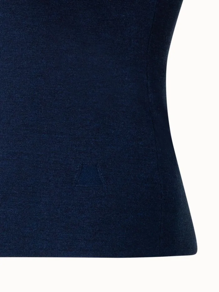 Sleeveless Silk Stretch Knit Top With Crew Neck Denim Women Akris Knitwear
