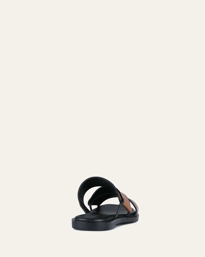 SLIDES jomercer Women Shelby flat slides dark tan leather