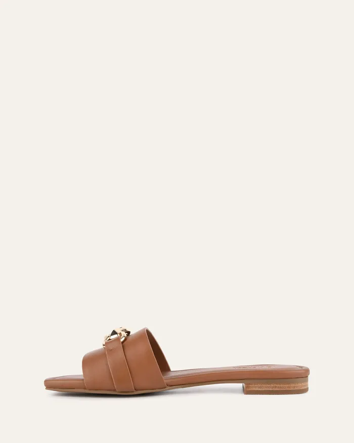 SLIDES Women Pablo flat slide dark tan leather jomercer SLIDES Women Pablo flat slide dark tan leather jomercer
