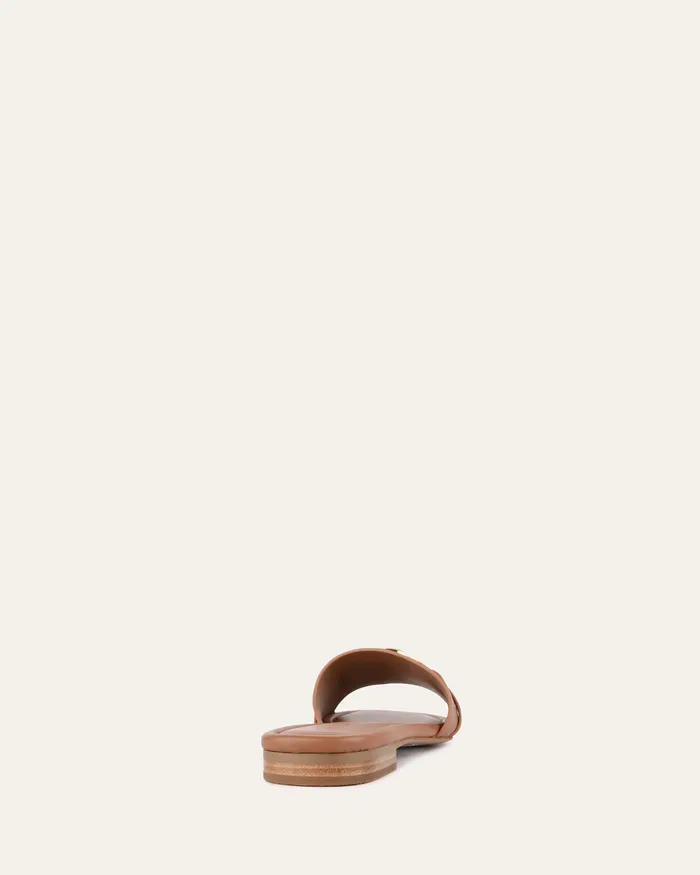 SLIDES Women Pablo flat slide dark tan leather jomercer SLIDES Women Pablo flat slide dark tan leather jomercer