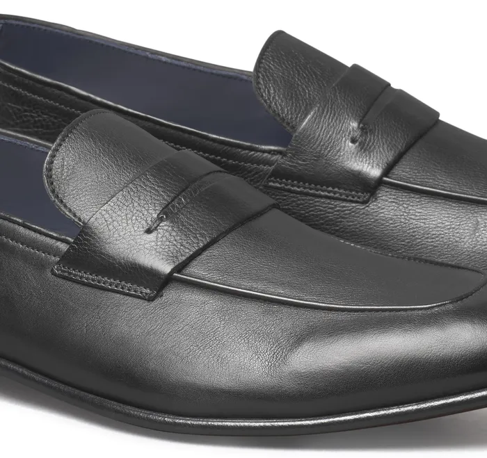SlipOns and Loafers Men Johnston and Murphy Taylor Penny Loafer Black Italian Calfskin