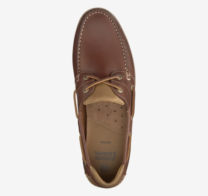 SlipOns and Loafers Ventura 2Eye Boat Shoe Mahogany Full Grain Johnston and Murphy Men