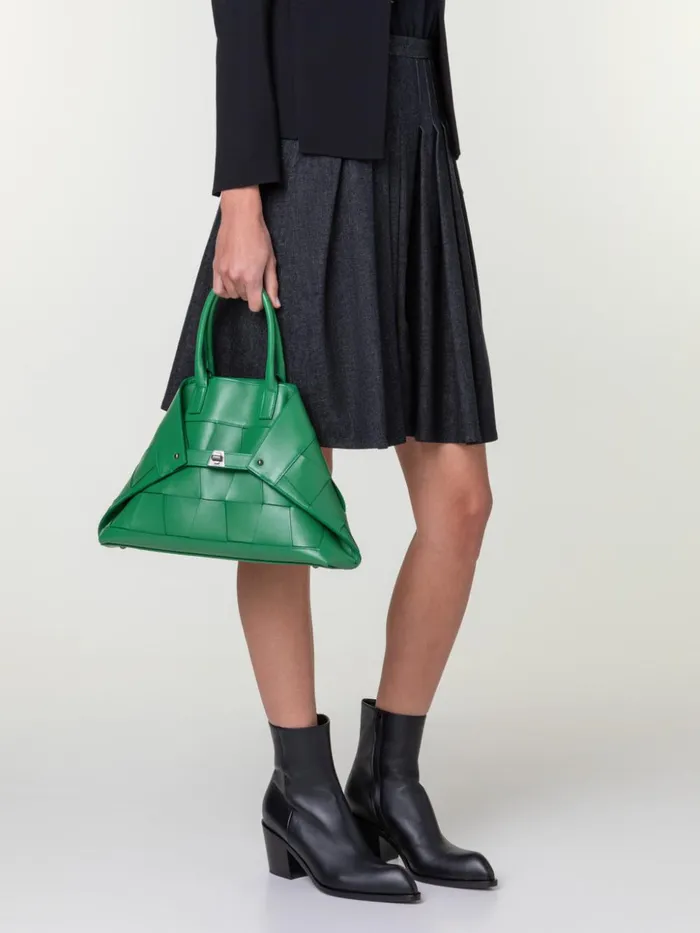 Small Ai Top Handle Bag In Woven Leather Aloe Women Akris Crossbody Bags