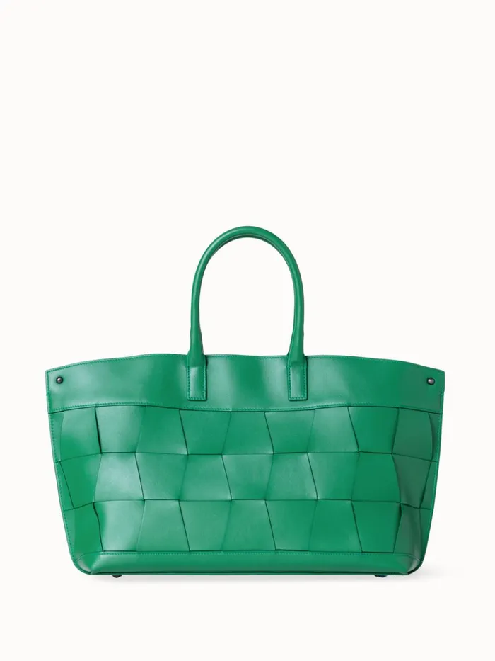 Small Ai Top Handle Bag In Woven Leather Aloe Women Akris Crossbody Bags