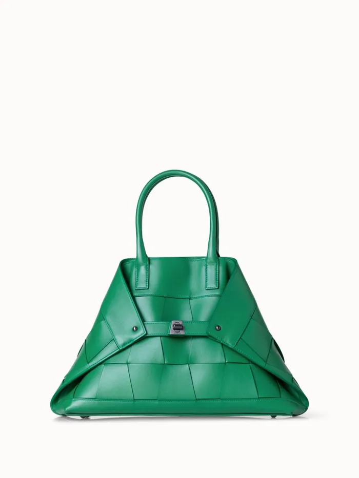 Small Ai Top Handle Bag In Woven Leather Aloe Women Akris Crossbody Bags