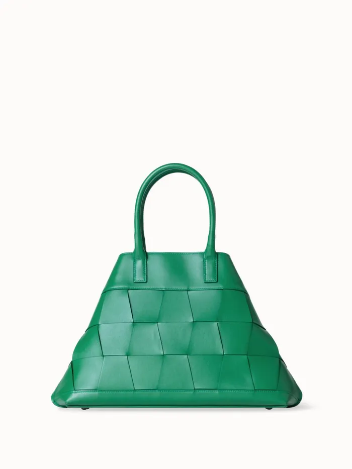 Small Ai Top Handle Bag In Woven Leather Aloe Women Akris Crossbody Bags