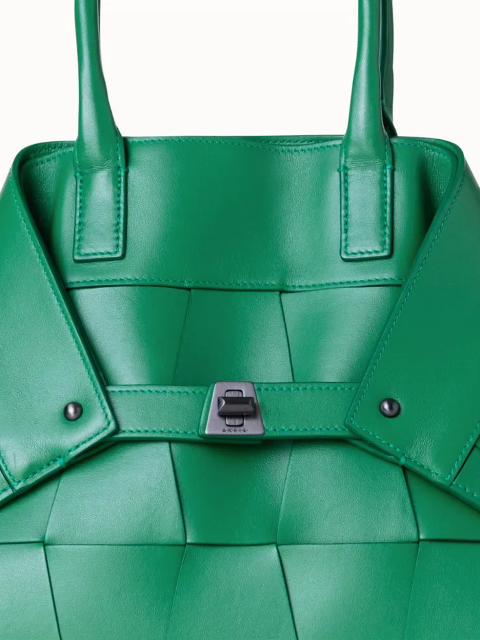 Small Ai Top Handle Bag In Woven Leather Aloe Women Akris Crossbody Bags