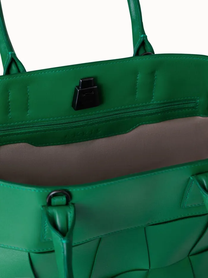 Small Ai Top Handle Bag In Woven Leather Aloe Women Akris Crossbody Bags