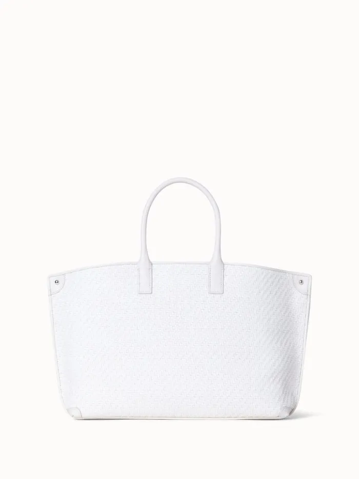 Small Ai Top Handle Bag In Woven Leather Ecru Women Akris Top Handle Bags