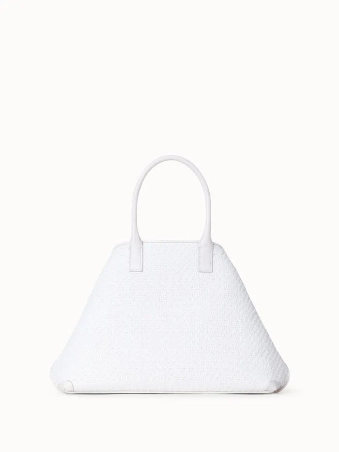 Small Ai Top Handle Bag In Woven Leather Ecru Women Akris Top Handle Bags