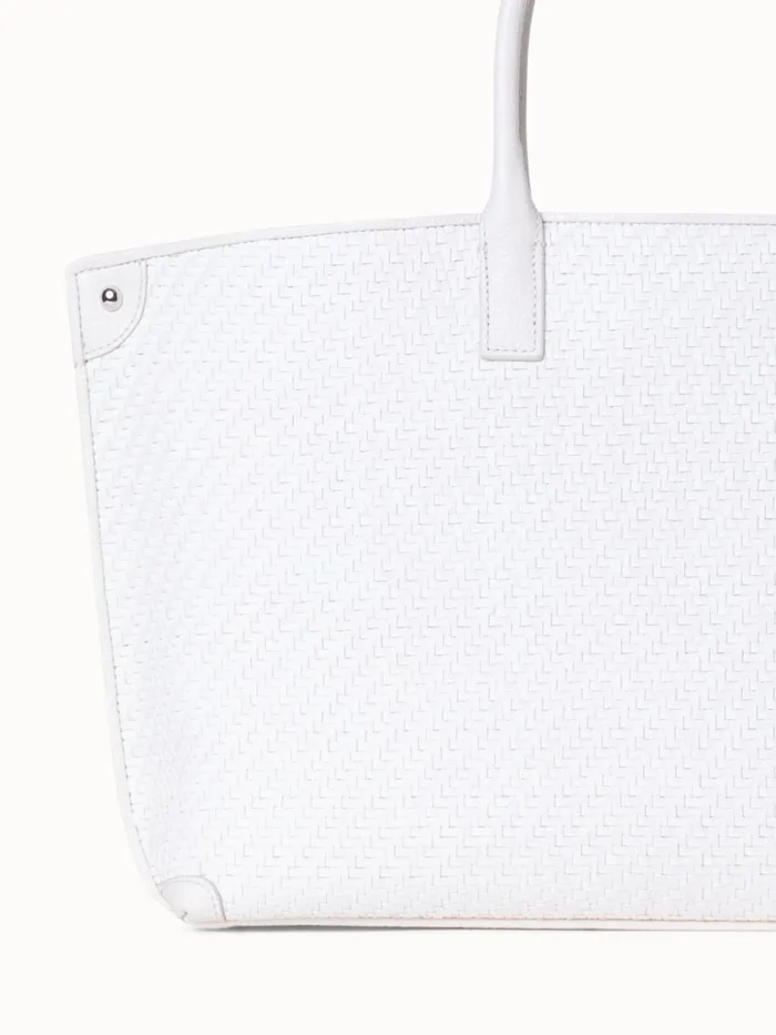 Small Ai Top Handle Bag In Woven Leather Ecru Women Akris Top Handle Bags