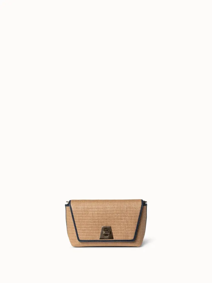 Small Anouk Day Bag In Raffia Camelmarine Women Akris Shoulder Bags