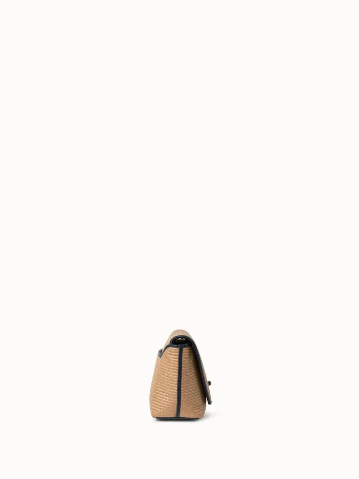 Small Anouk Day Bag In Raffia Camelmarine Women Akris Shoulder Bags