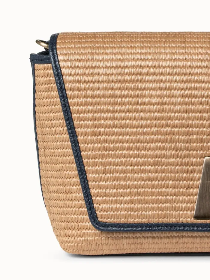 Small Anouk Day Bag In Raffia Camelmarine Women Akris Shoulder Bags