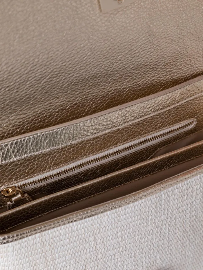 Small Anouk Day Bag In Raffia Ecrustucco Women Akris Shoulder Bags