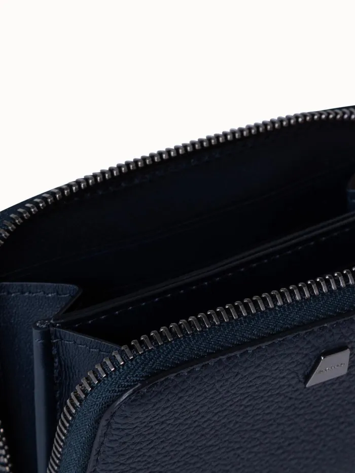 Small Zip Around Wallet In Leather Jeans Women Akris Wallets