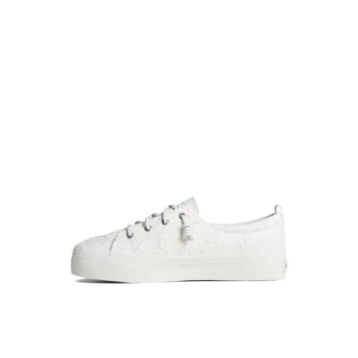 Sneakers Women Sperry Crest Vibe Platform Lace Platform Sneaker White Textile Textured