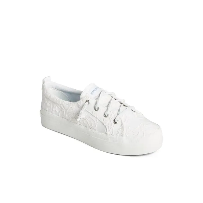 Sneakers Women Sperry Crest Vibe Platform Lace Platform Sneaker White Textile Textured