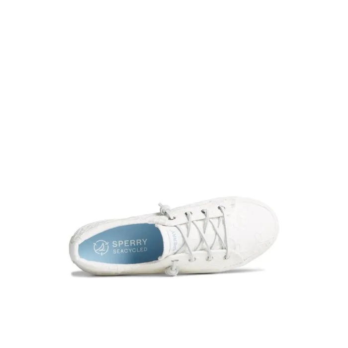 Sneakers Women Sperry Crest Vibe Platform Lace Platform Sneaker White Textile Textured