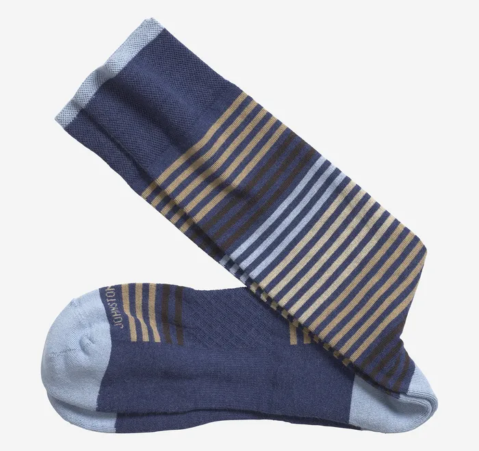Socks Johnston and Murphy Men First In Comfort Heather Stripe Socks Blue